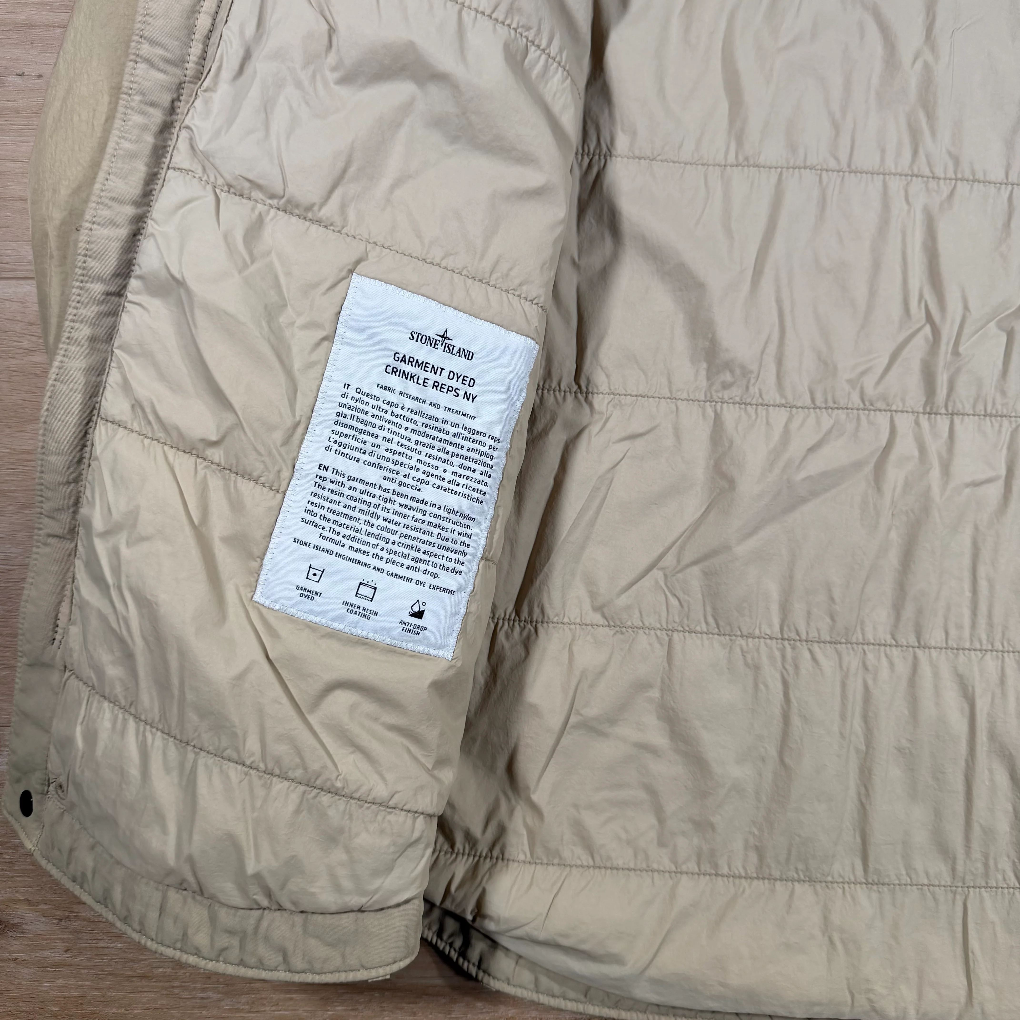Stone Island Garment Dyed Crinkle Reps NY Overshirt in Desert - Image 6