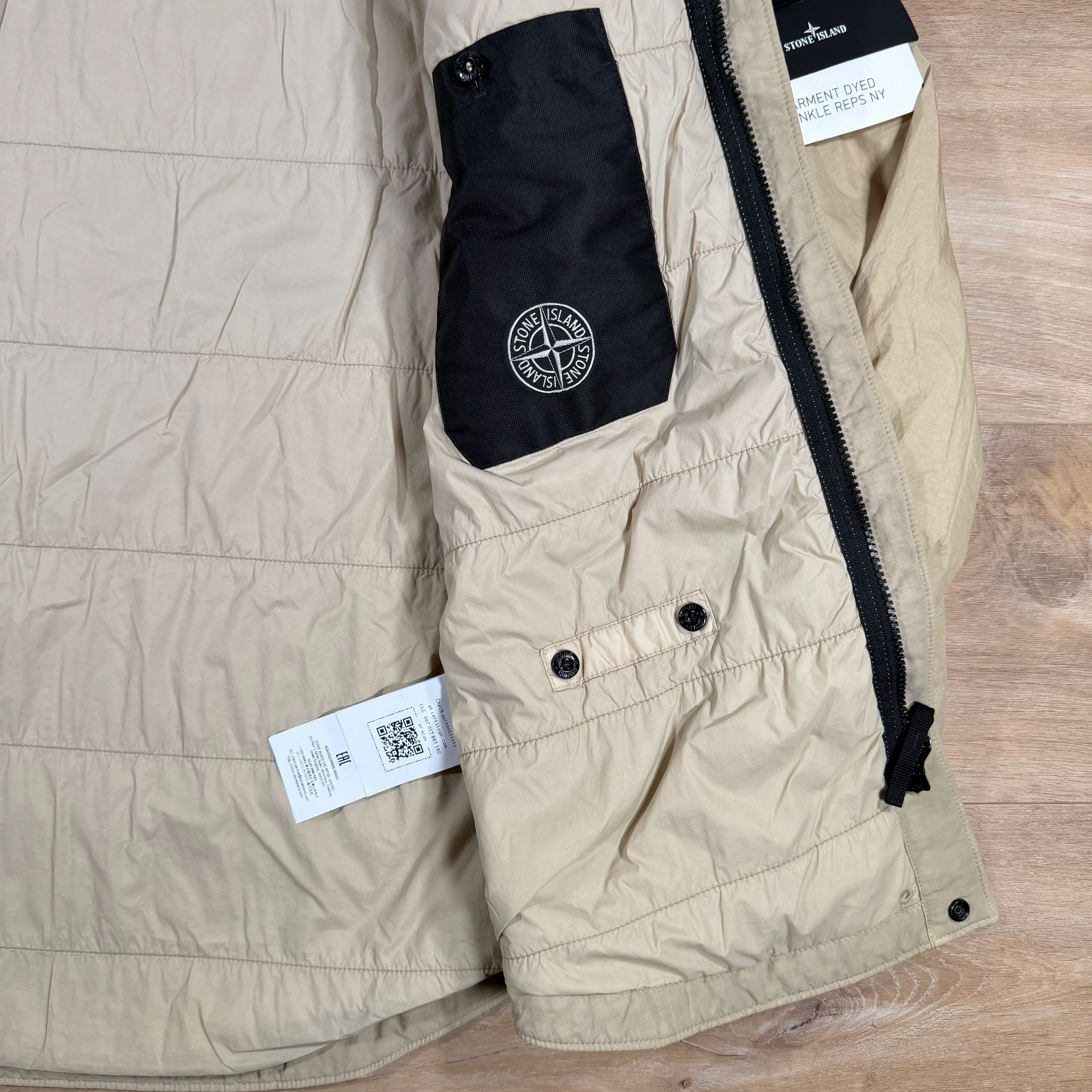 Stone Island Garment Dyed Crinkle Reps NY Overshirt in Desert - Image 7
