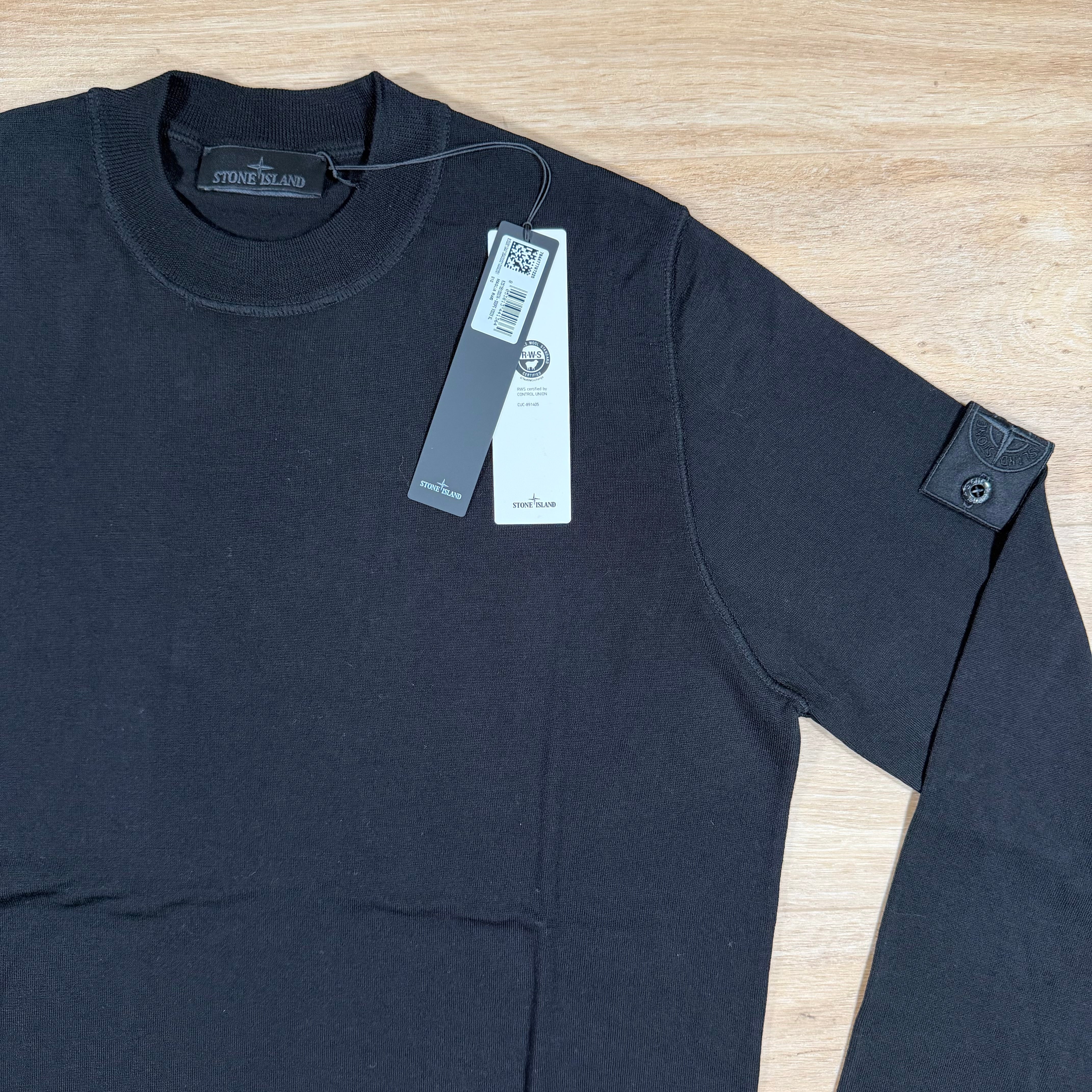 Stone Island Ghost Pure Light RWS Wool Crewneck Jumper in Black - Image 2