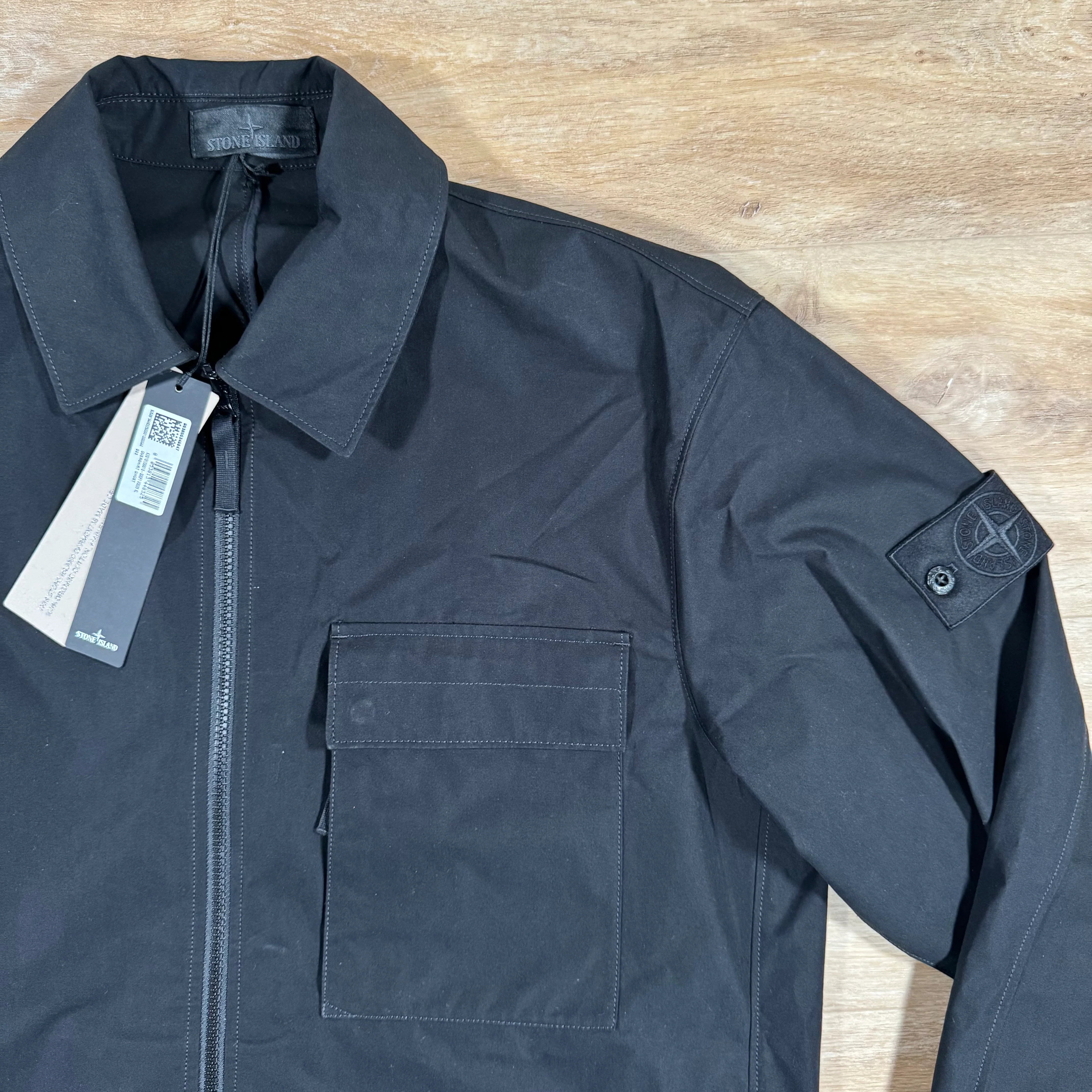 Stone Island Ghost Weatherproof Cotton Canvas Overshirt in Black - Image 2