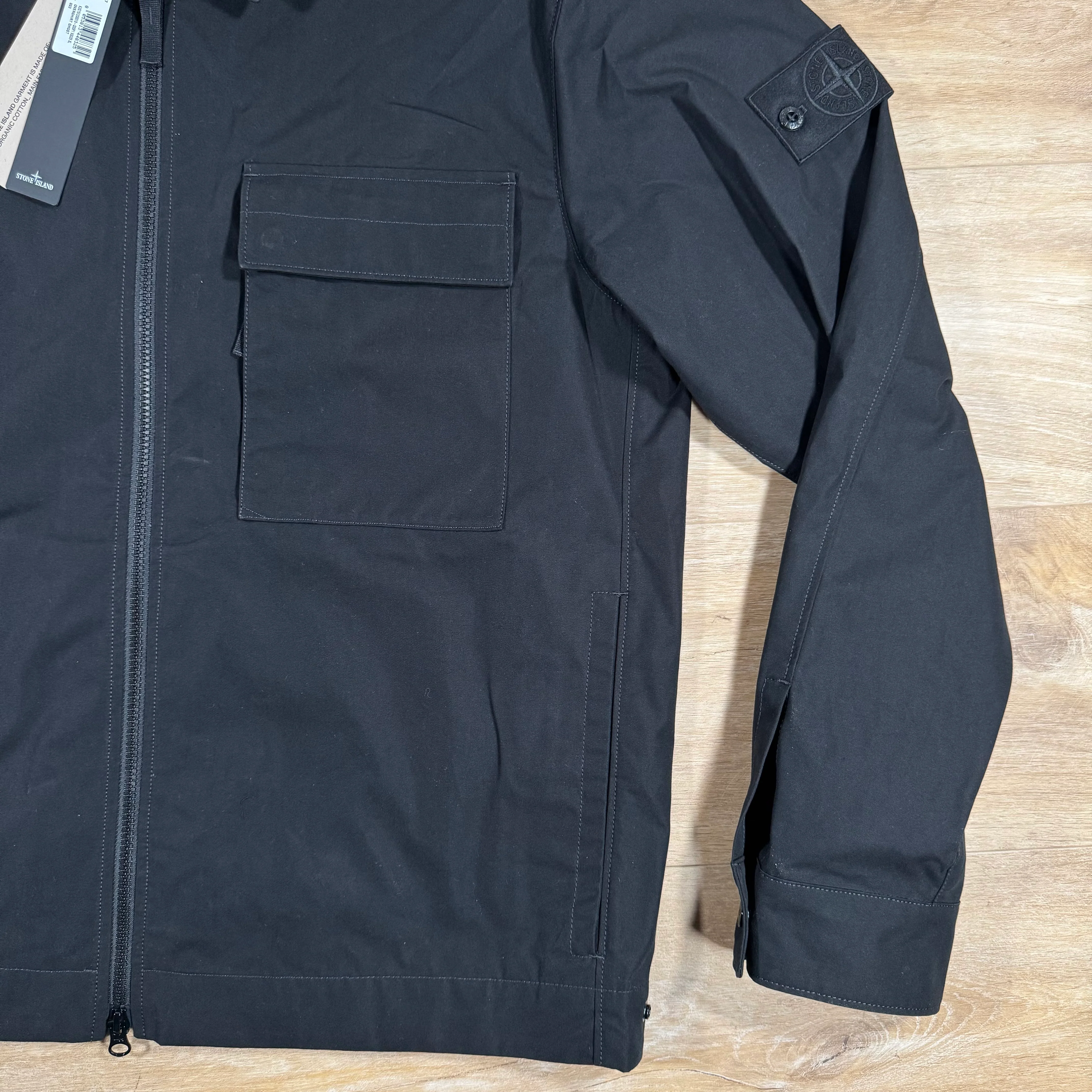 Stone Island Ghost Weatherproof Cotton Canvas Overshirt in Black - Image 3