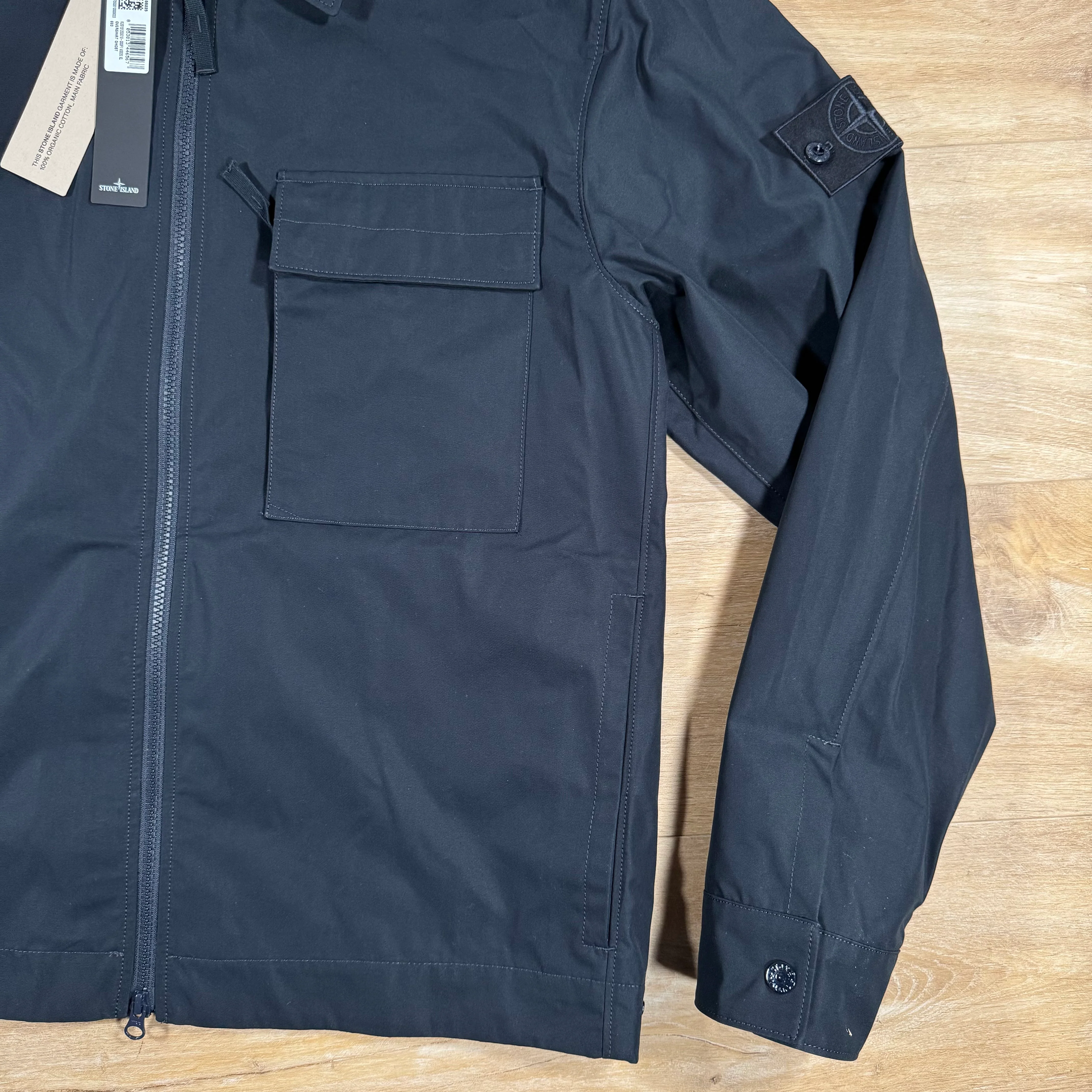 Stone Island Ghost Weatherproof Cotton Canvas Overshirt in Navy - Image 3