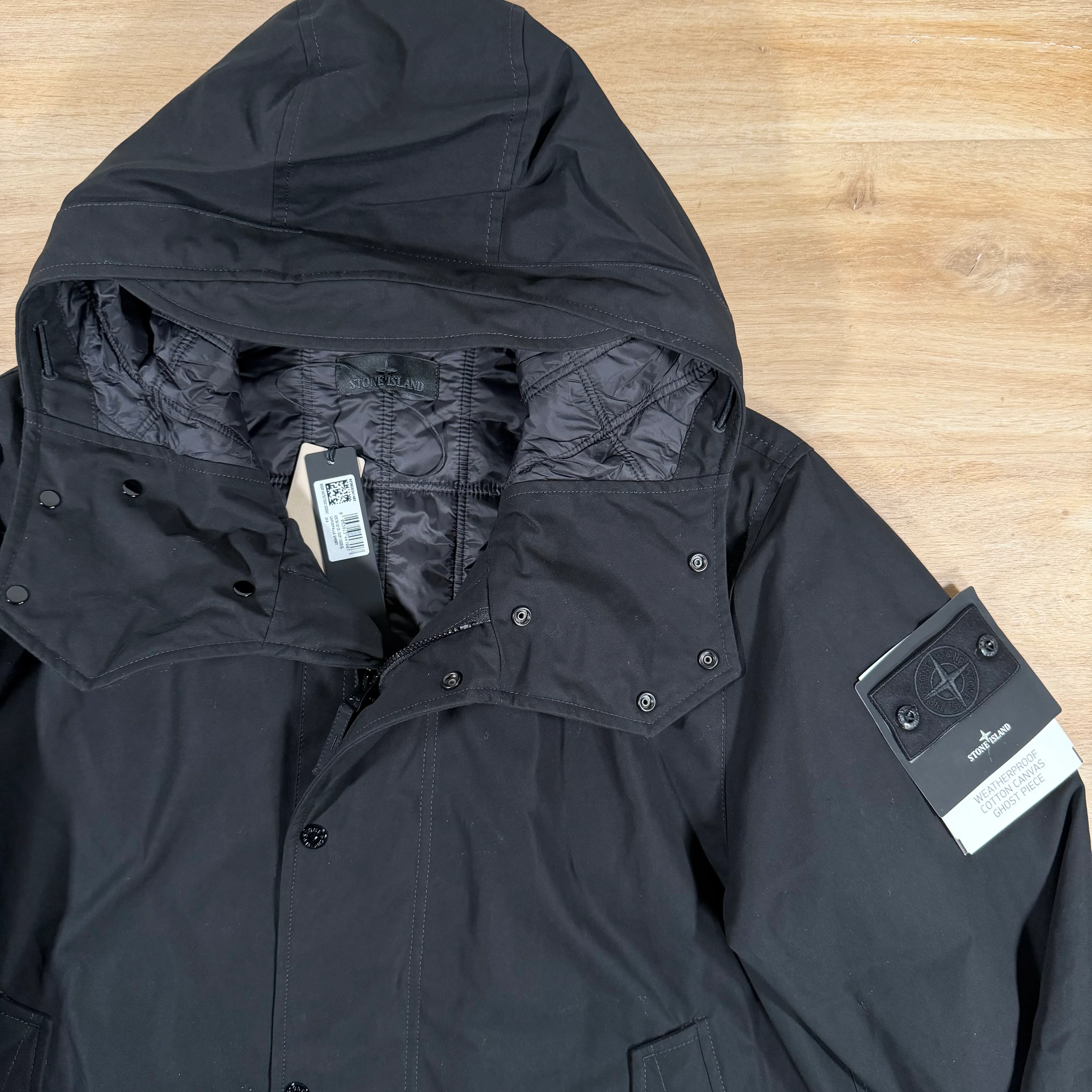 Stone Island Ghost Weatherproof Cotton Canvas Parka in Black - Image 2