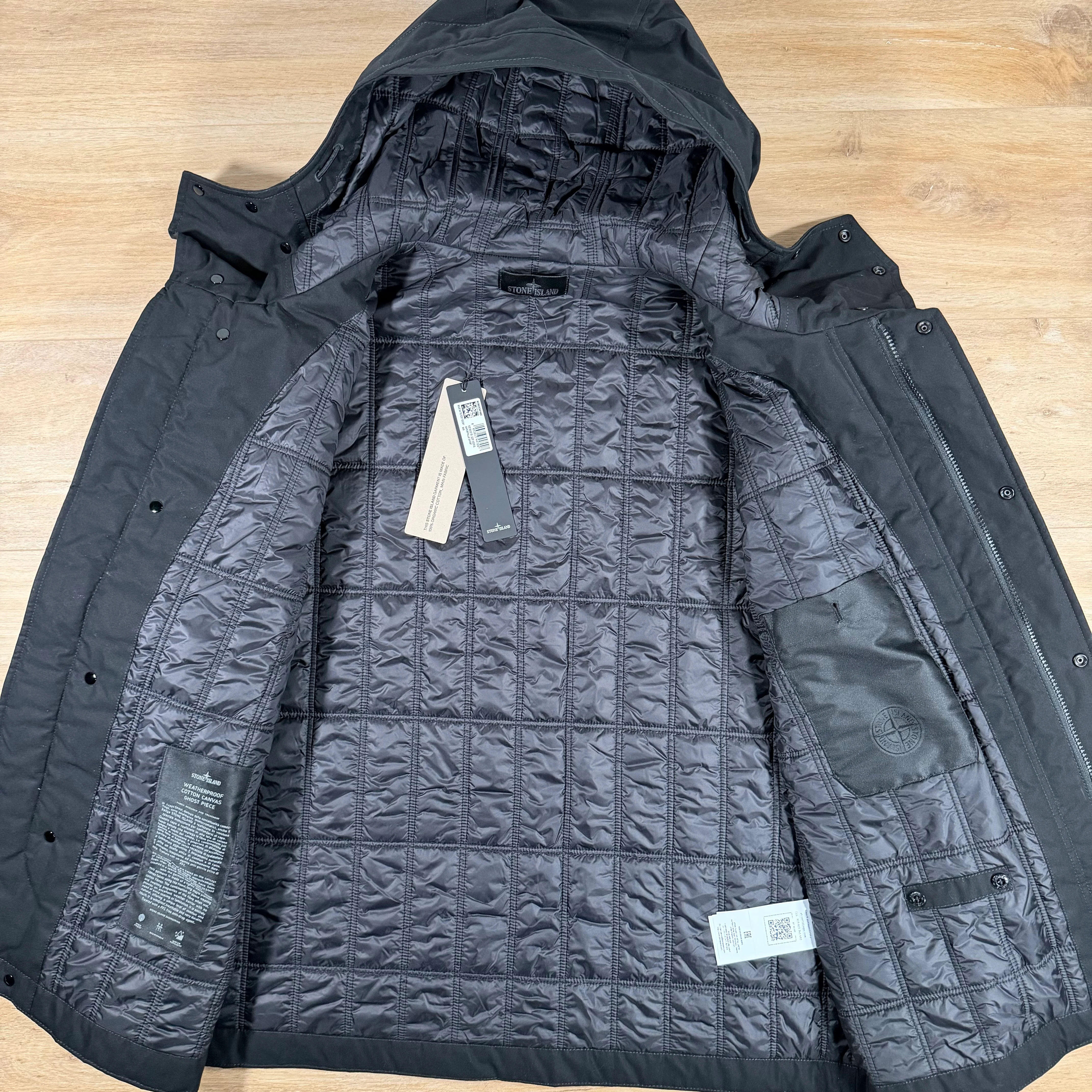 Stone Island Ghost Weatherproof Cotton Canvas Parka in Black - Image 4
