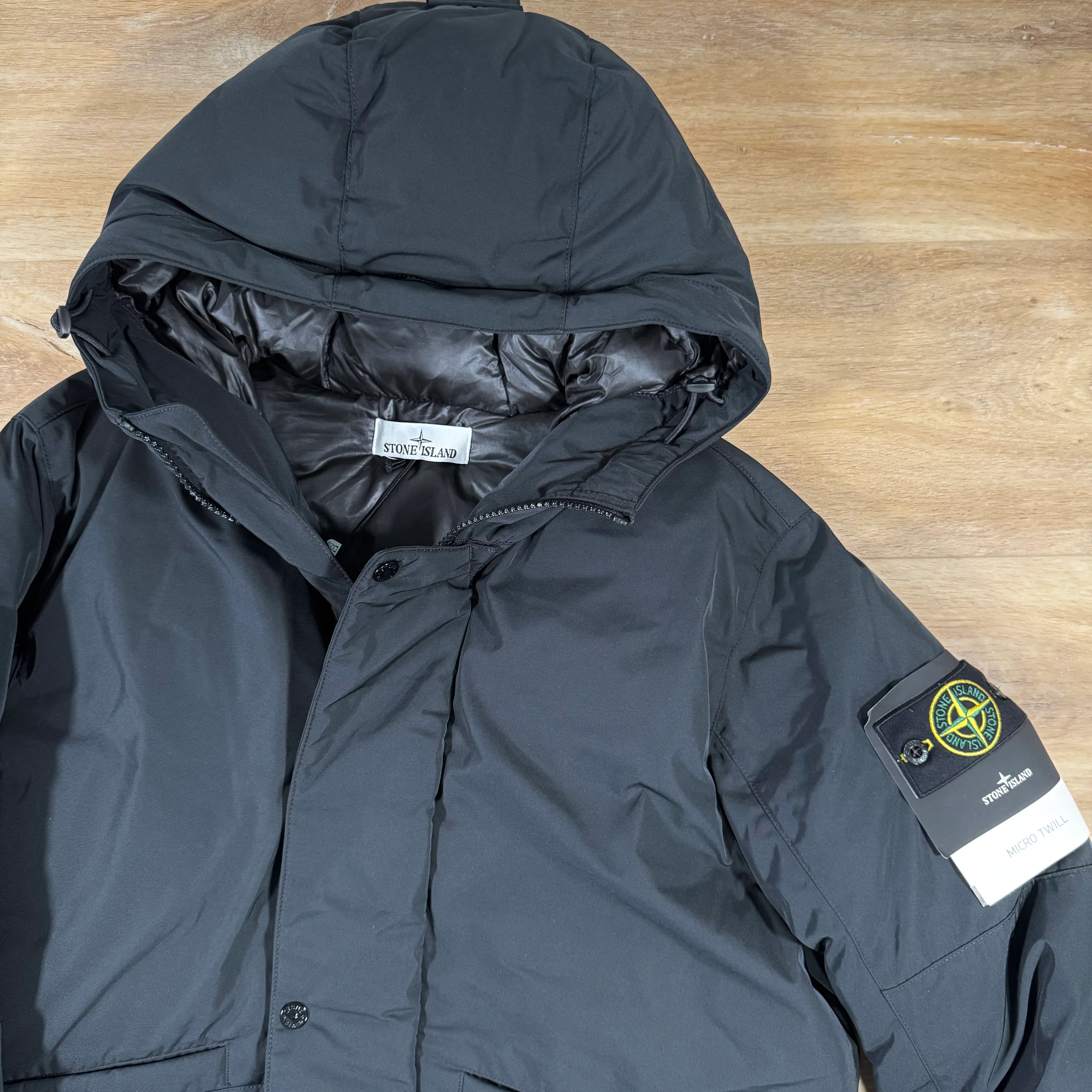 Stone Island Micro Twill Down Parka in Black - Image 2