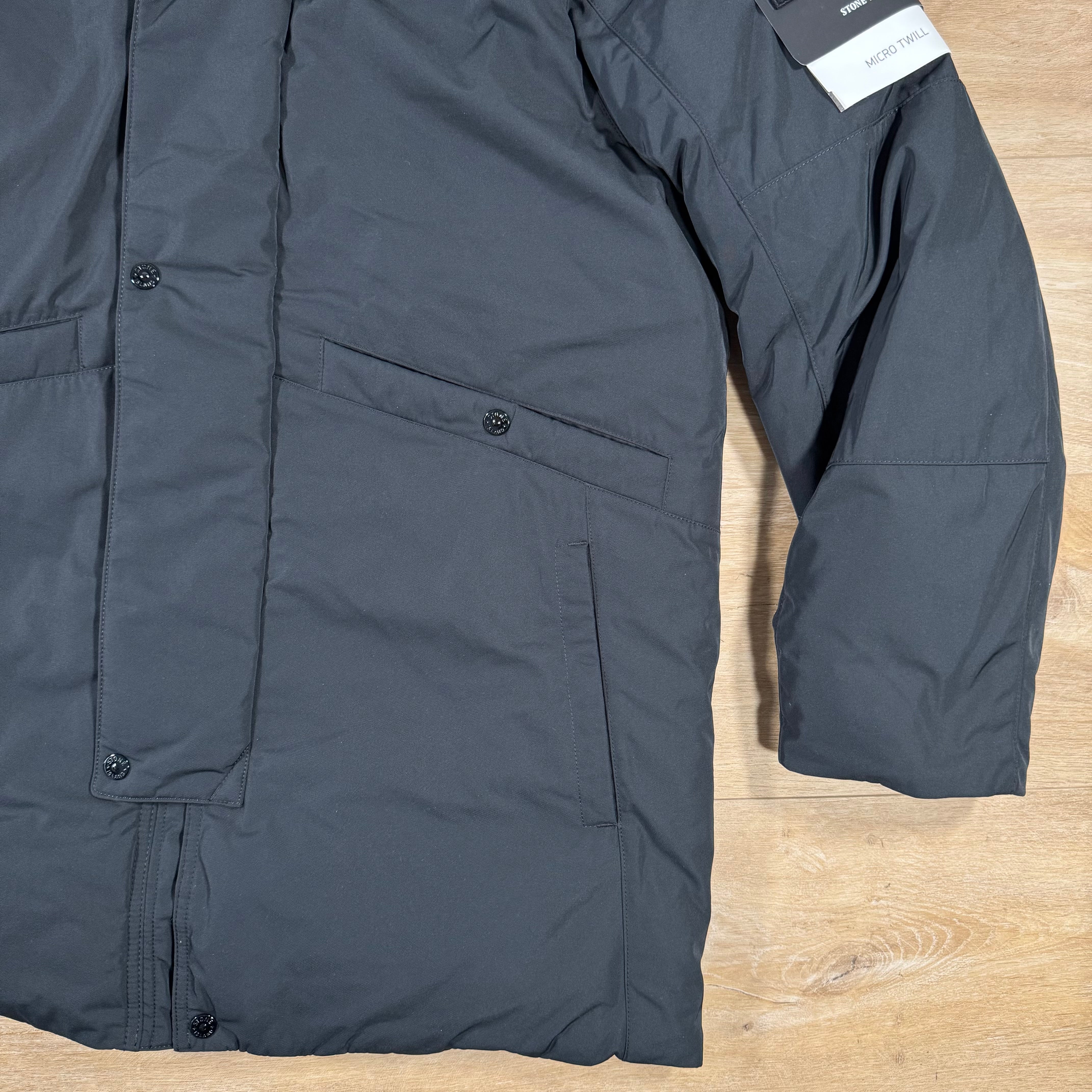 Stone Island Micro Twill Down Parka in Black - Image 3