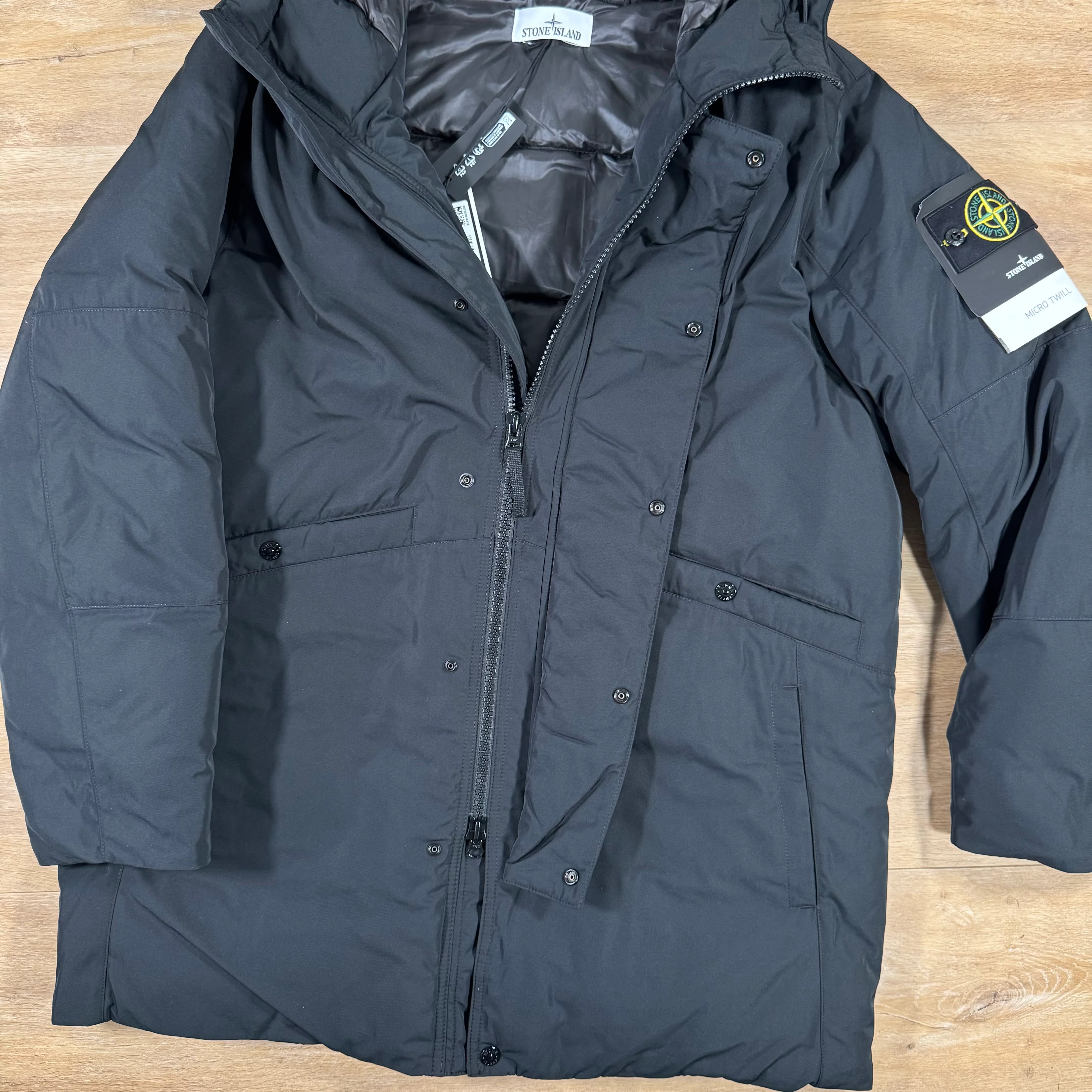 Stone Island Micro Twill Down Parka in Black - Image 4