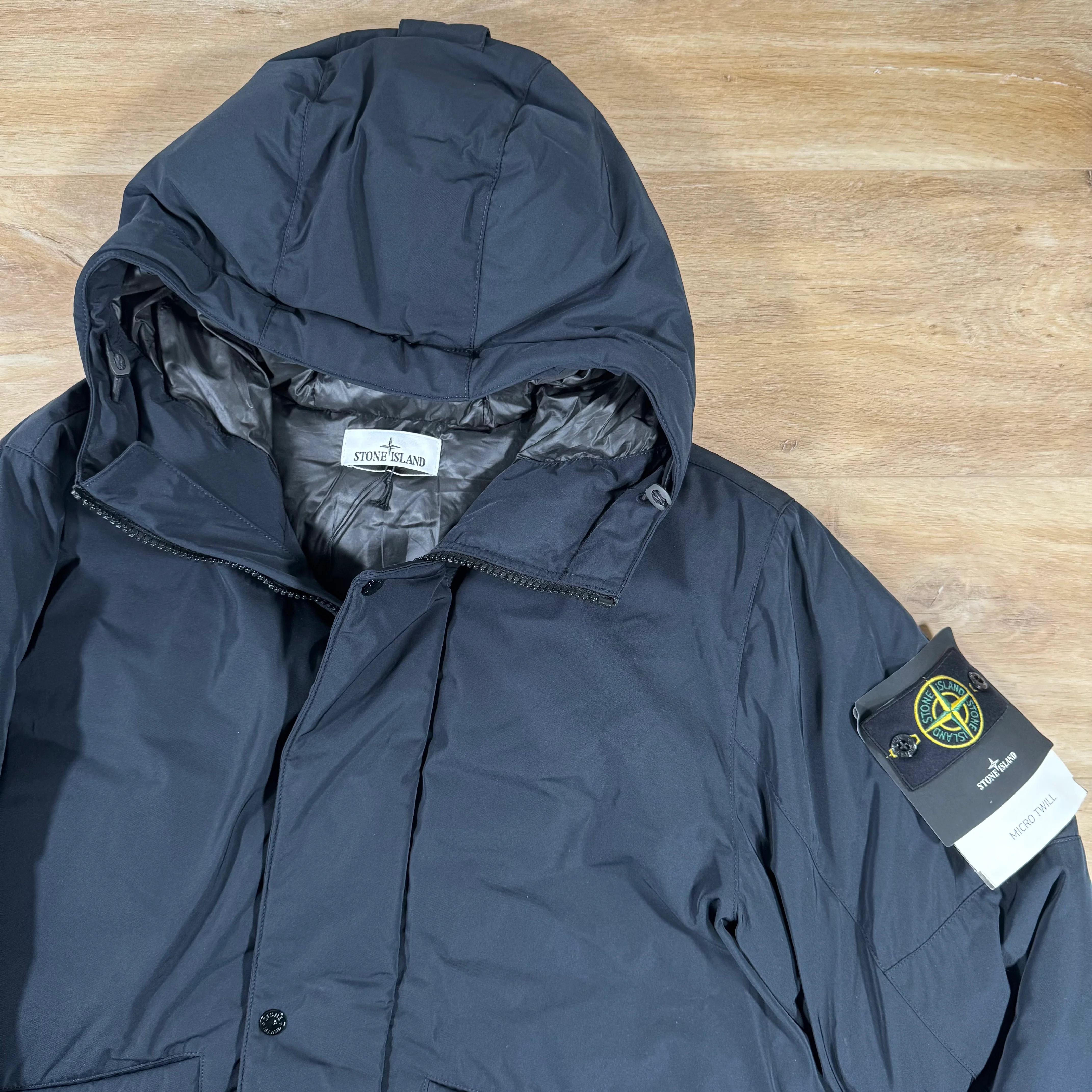Stone Island Micro Twill Down Parka in Navy - Image 2