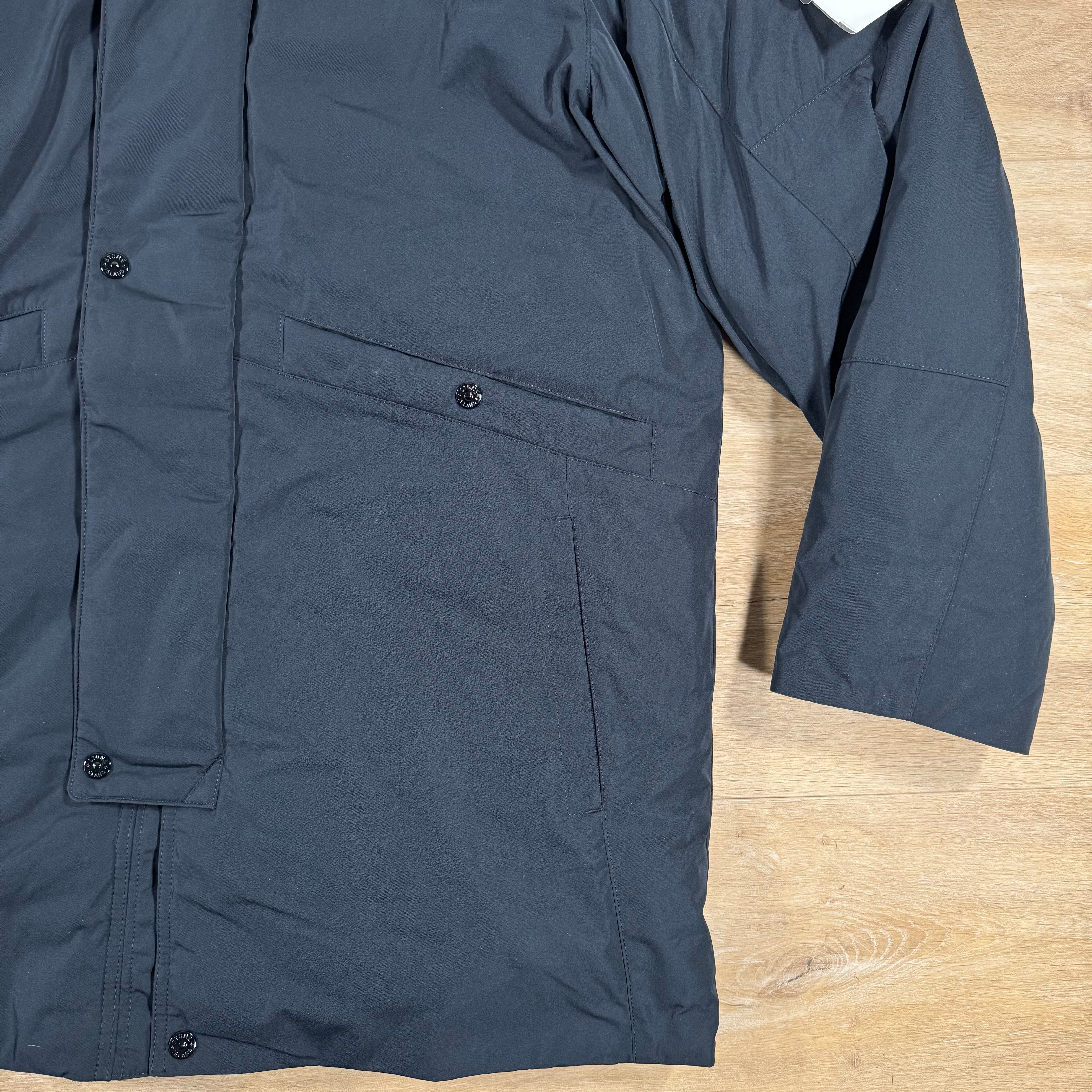 Stone Island Micro Twill Down Parka in Navy - Image 3
