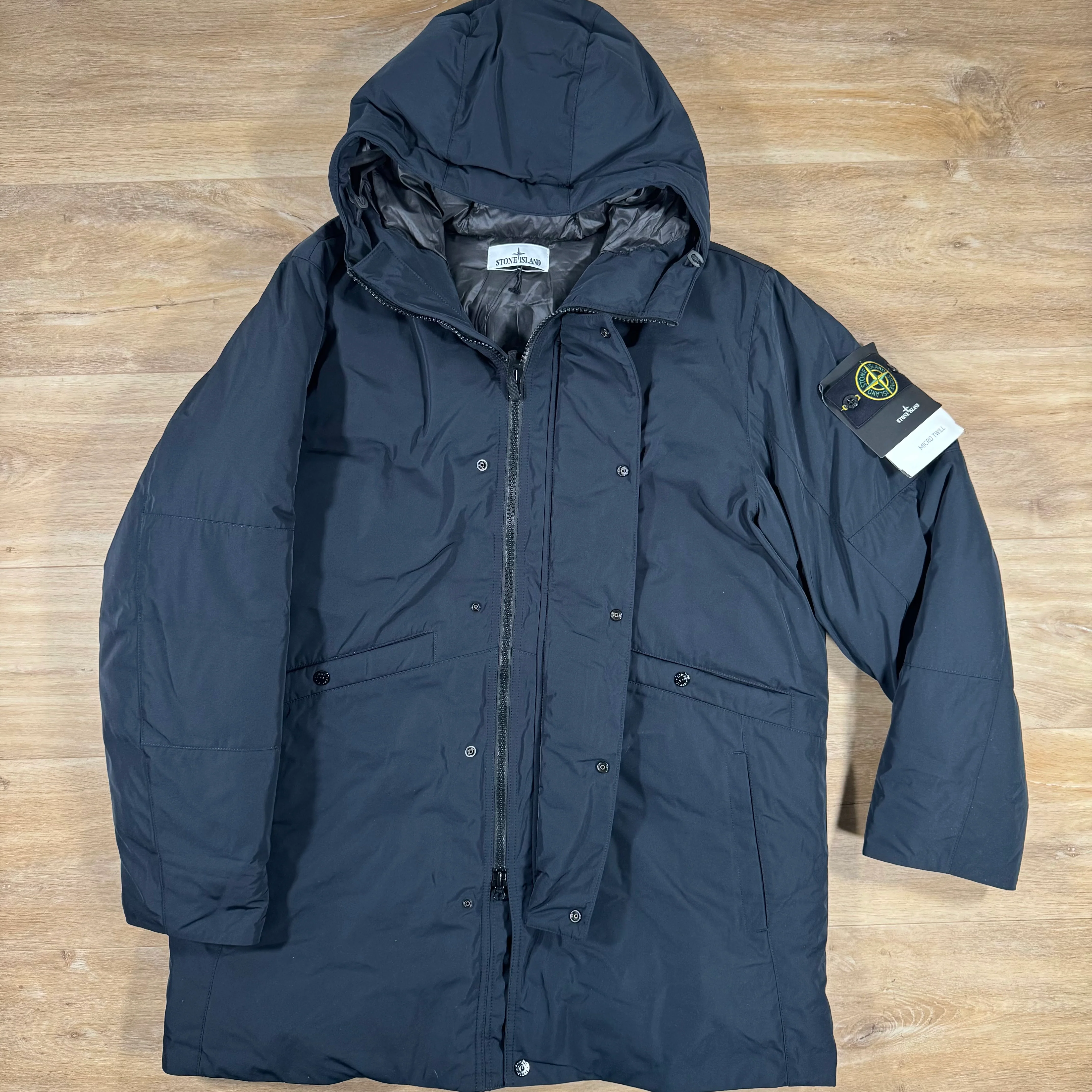 Stone Island Micro Twill Down Parka in Navy - Image 4