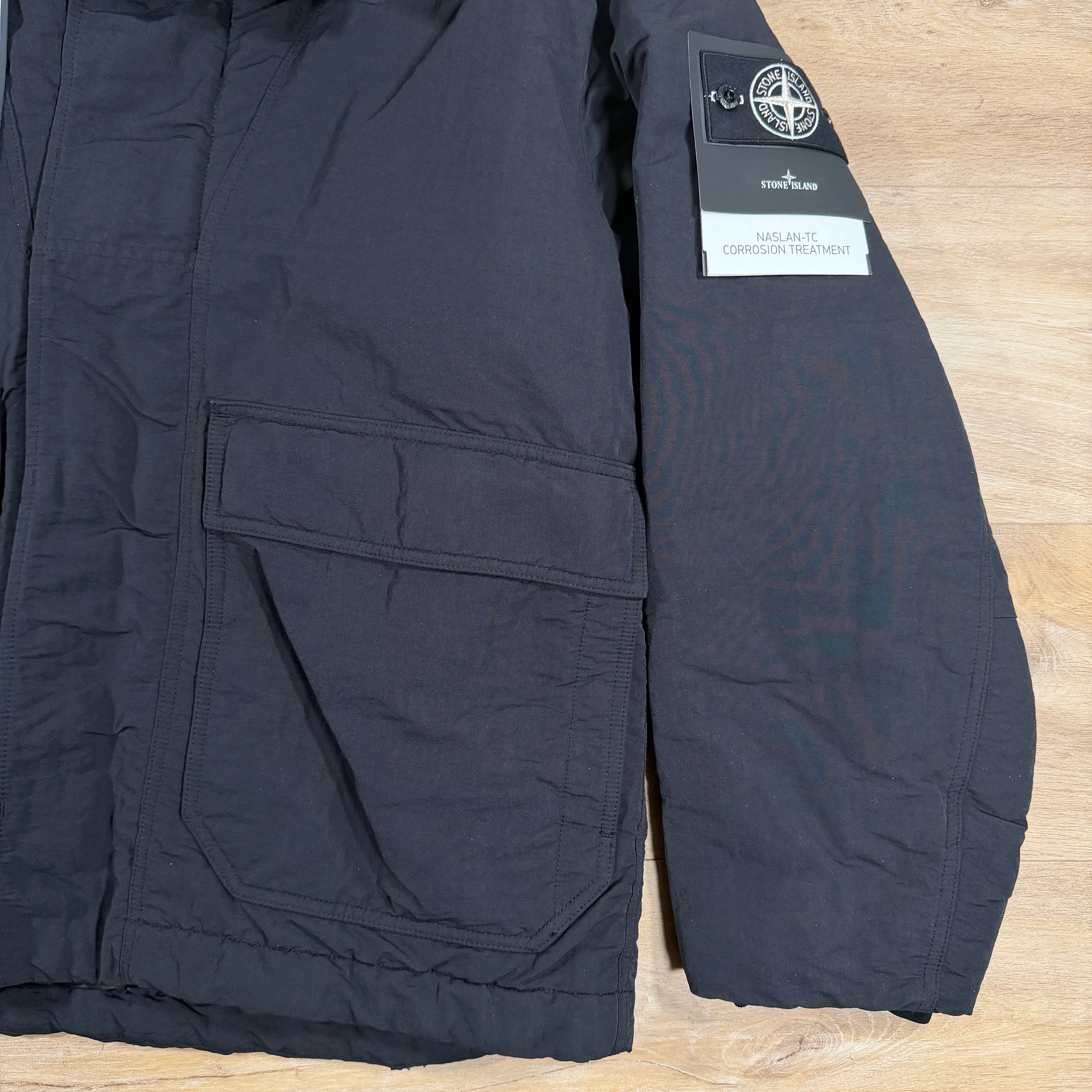 Stone Island Naslan-TC Corrosion Treatment Down Jacket in Black - Image 3