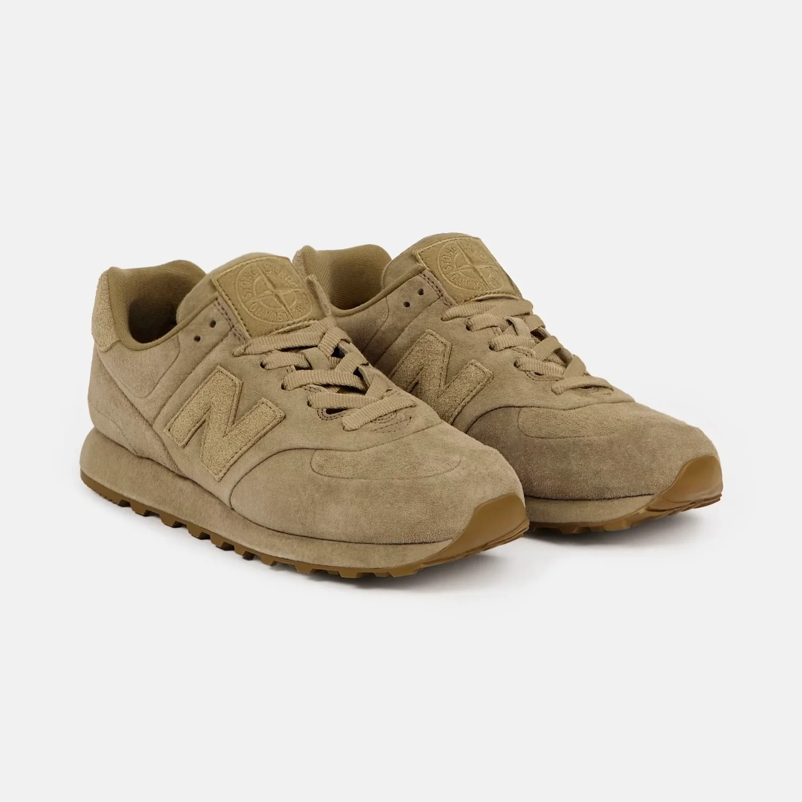 Stone Island | New Balance 574 Ghost Trainers in Dark Beige - Image 3