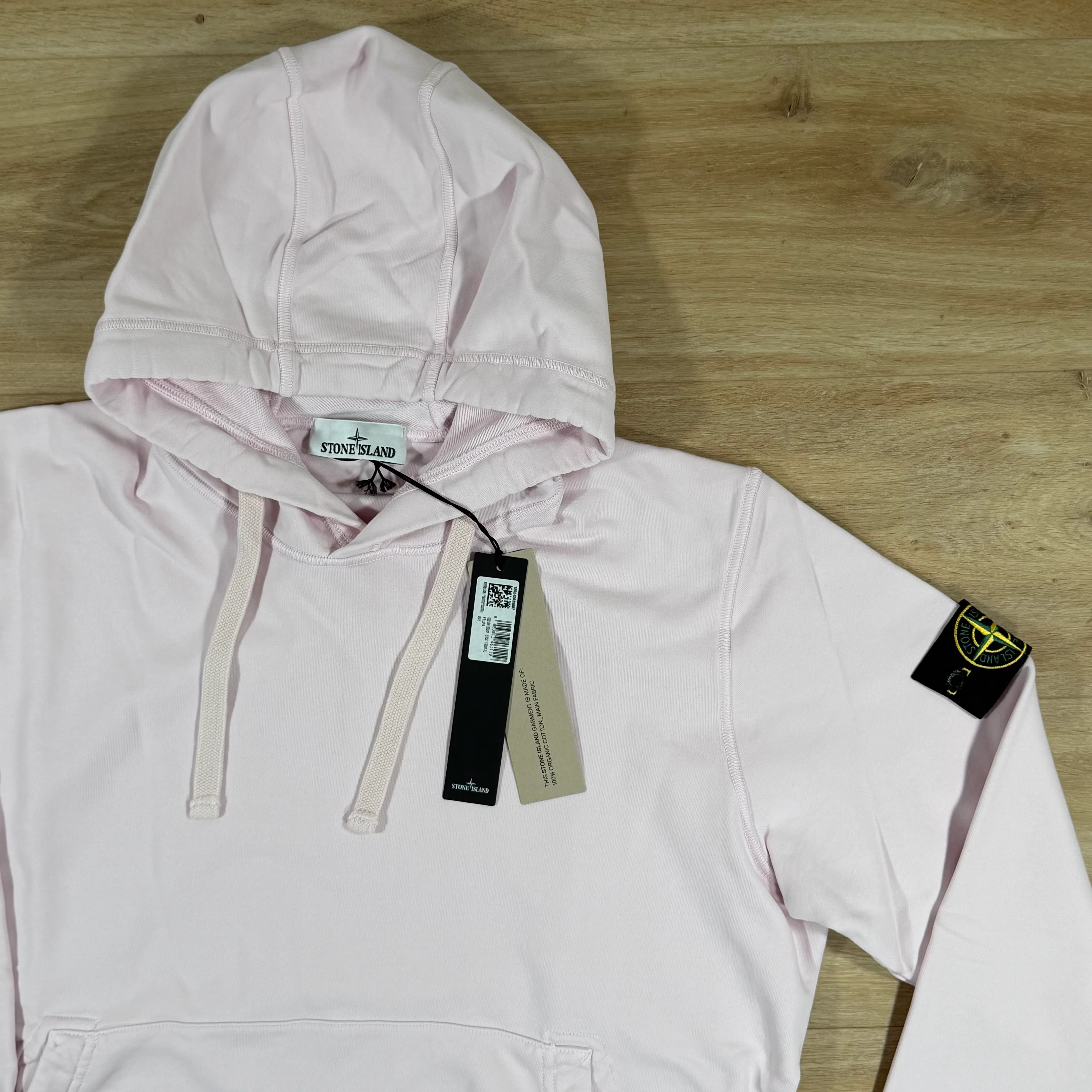 Stone Island Organic Cotton Fleece Pullover Hoodie in Antique Rose - Image 2