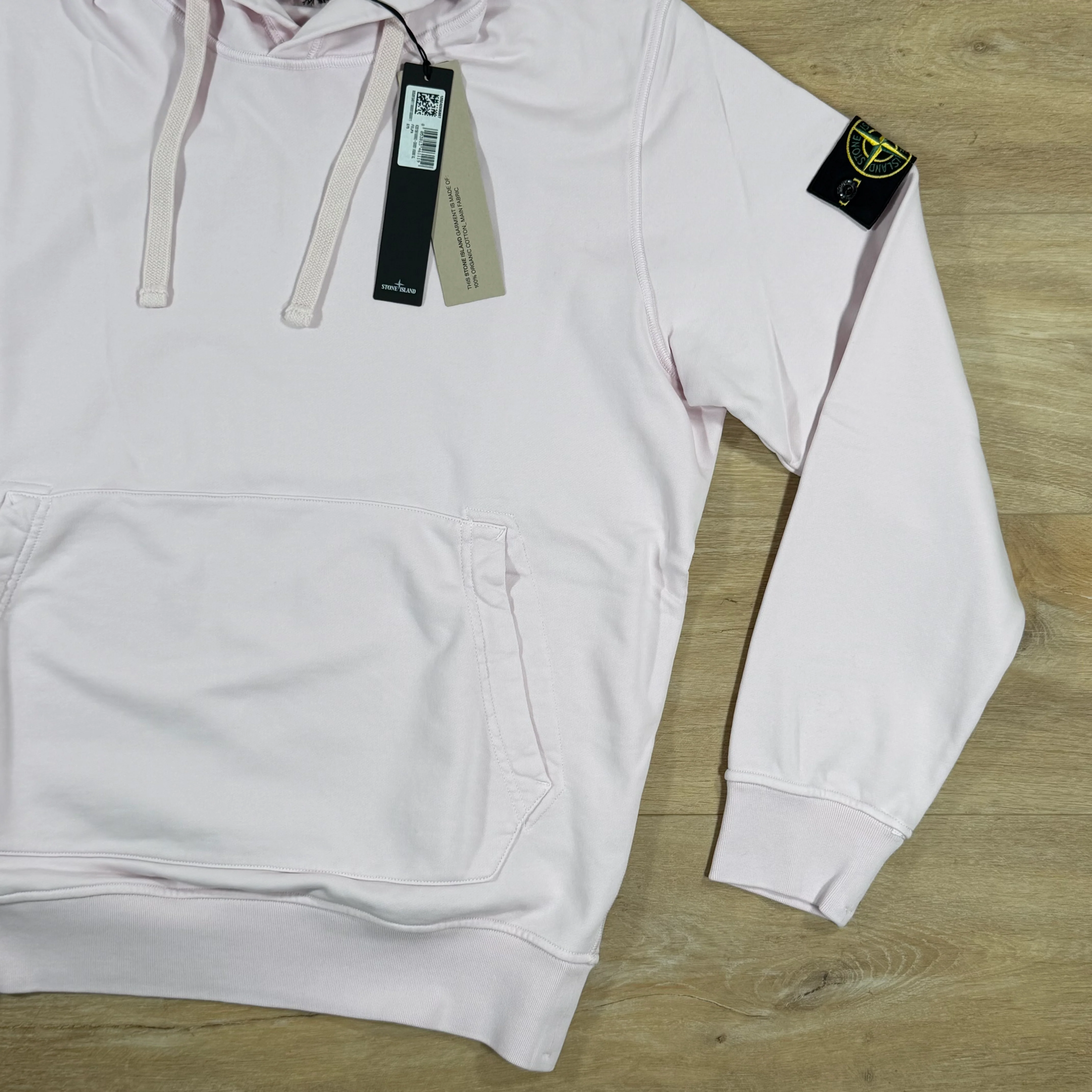 Stone Island Organic Cotton Fleece Pullover Hoodie in Antique Rose - Image 3