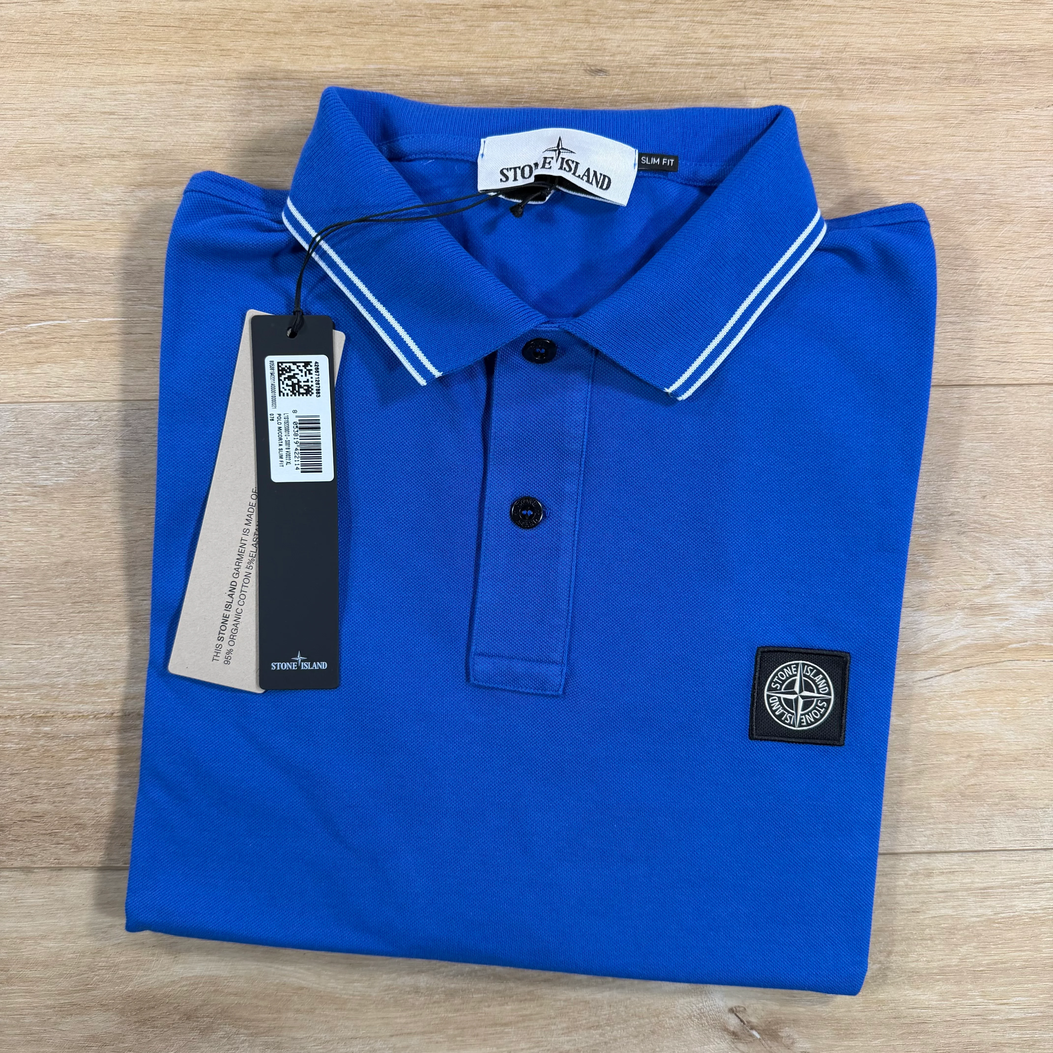 Stone Island Patch Logo Polo Shirt in Bright Blue - Image 2