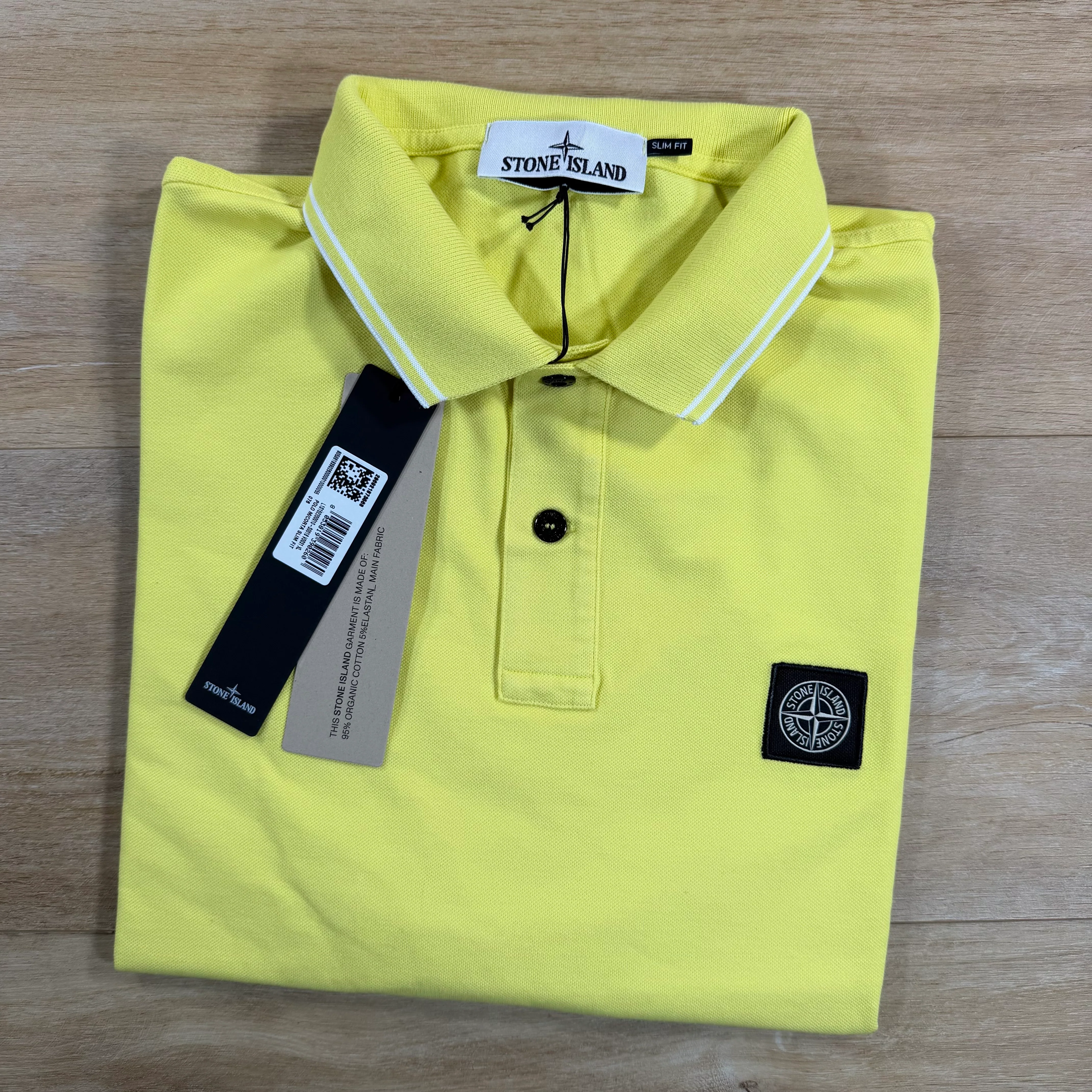 Stone Island Patch Logo Polo Shirt in Lemon - Image 2