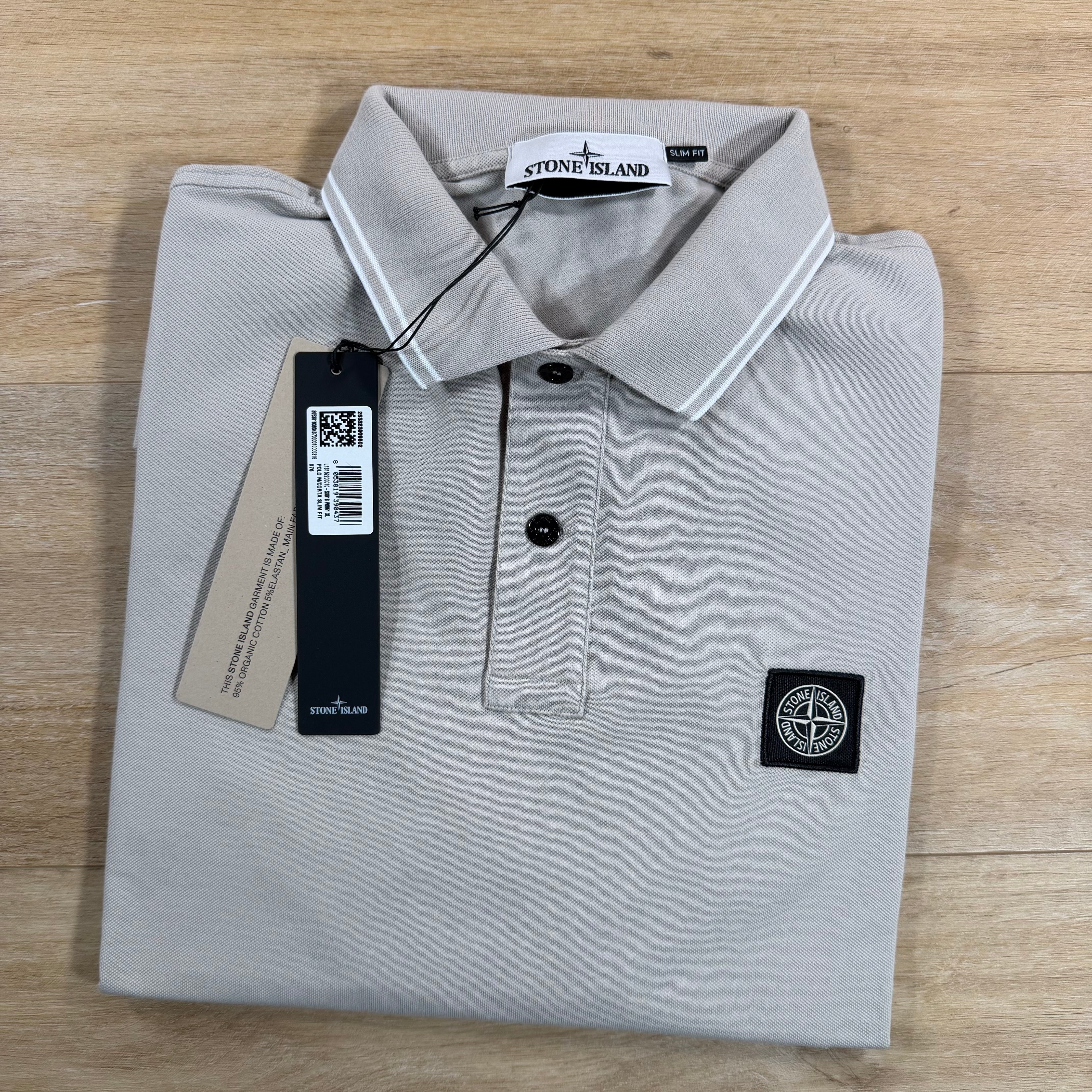 Stone Island Patch Logo Polo Shirt in Pearl Grey - Image 2