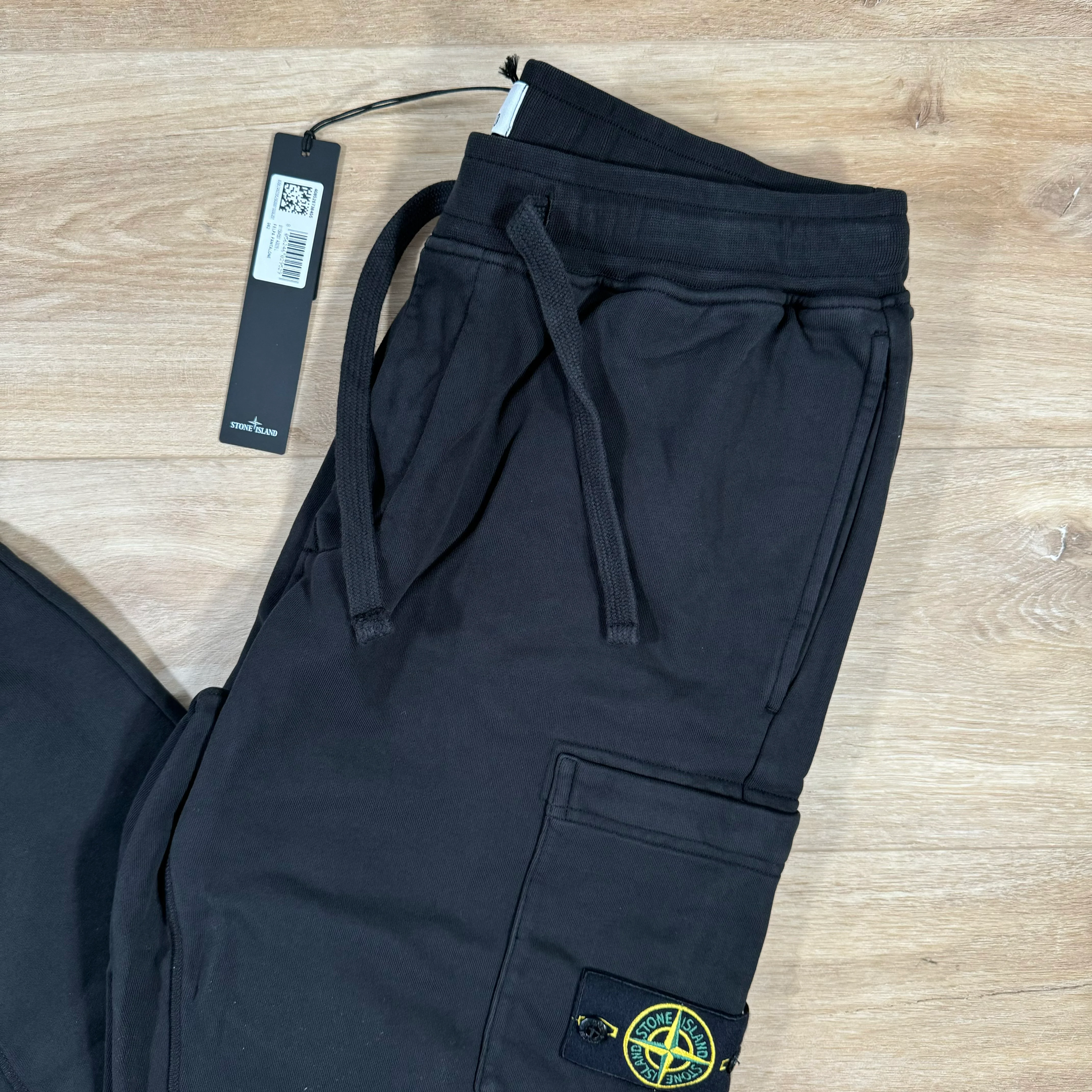 Stone Island Slim Fit Fleece Sweatpants in Black - Image 2