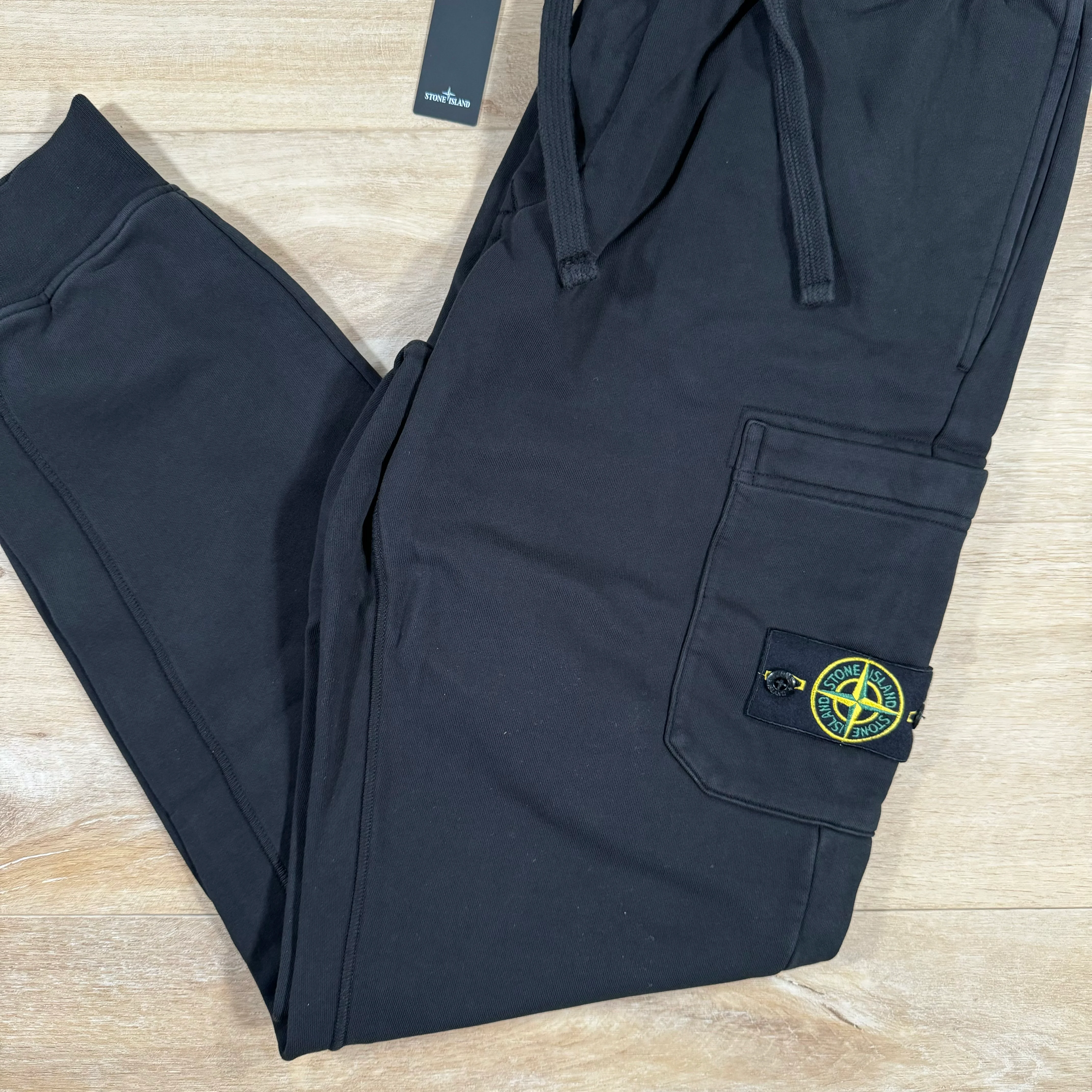 Stone Island Slim Fit Fleece Sweatpants in Black - Image 3