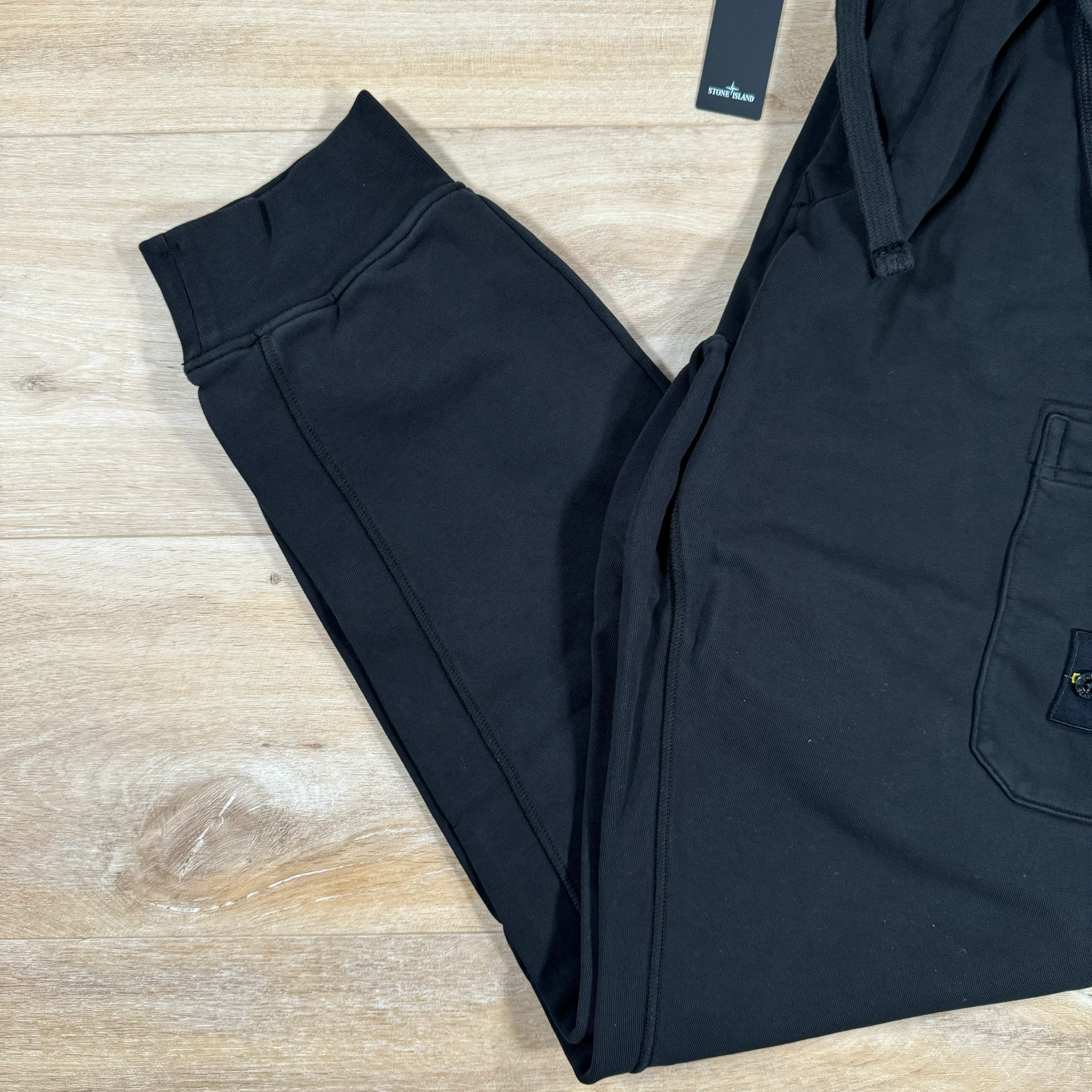 Stone Island Slim Fit Fleece Sweatpants in Black - Image 4