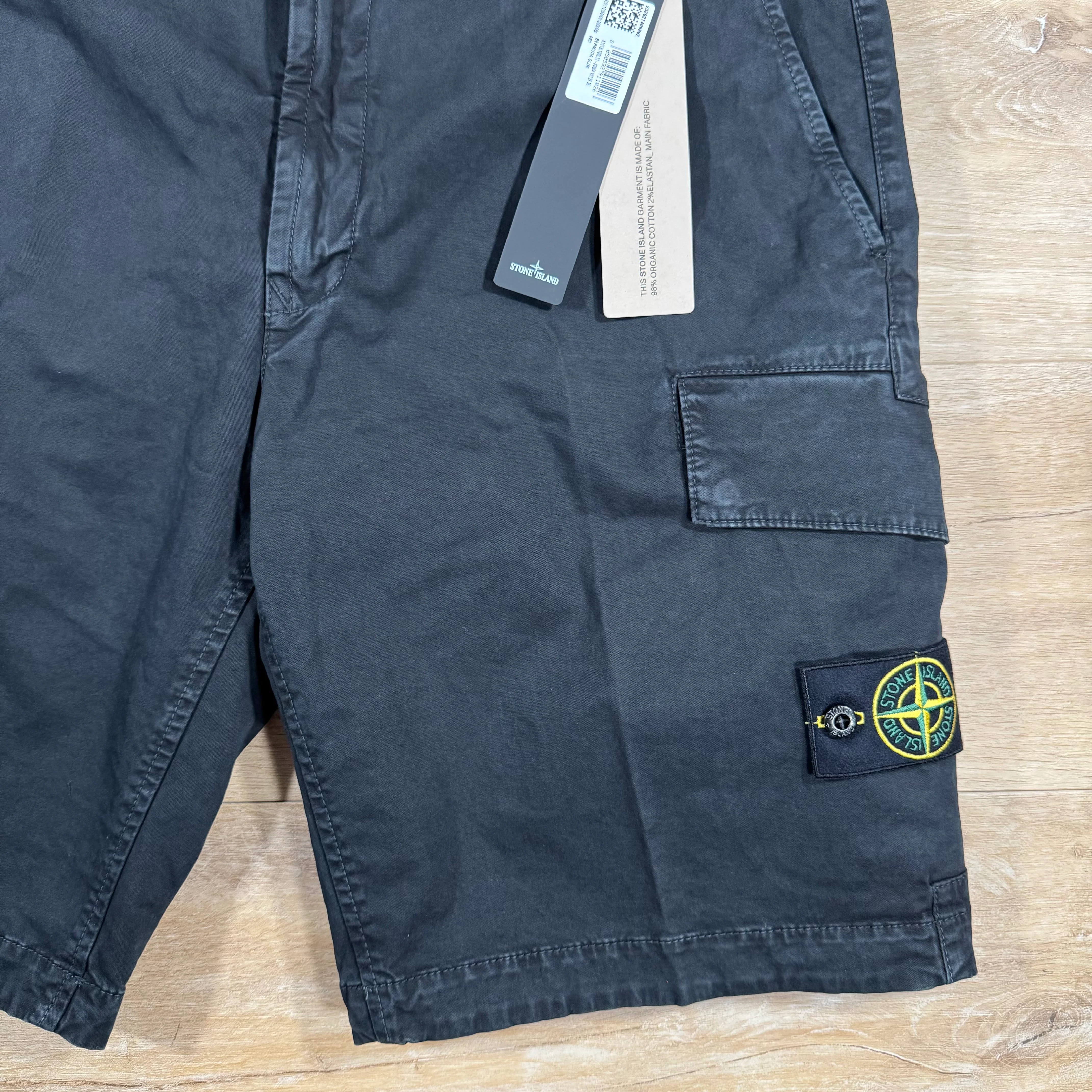 Stone Island Stretch Twill Cargo Shorts in Black - Image 3