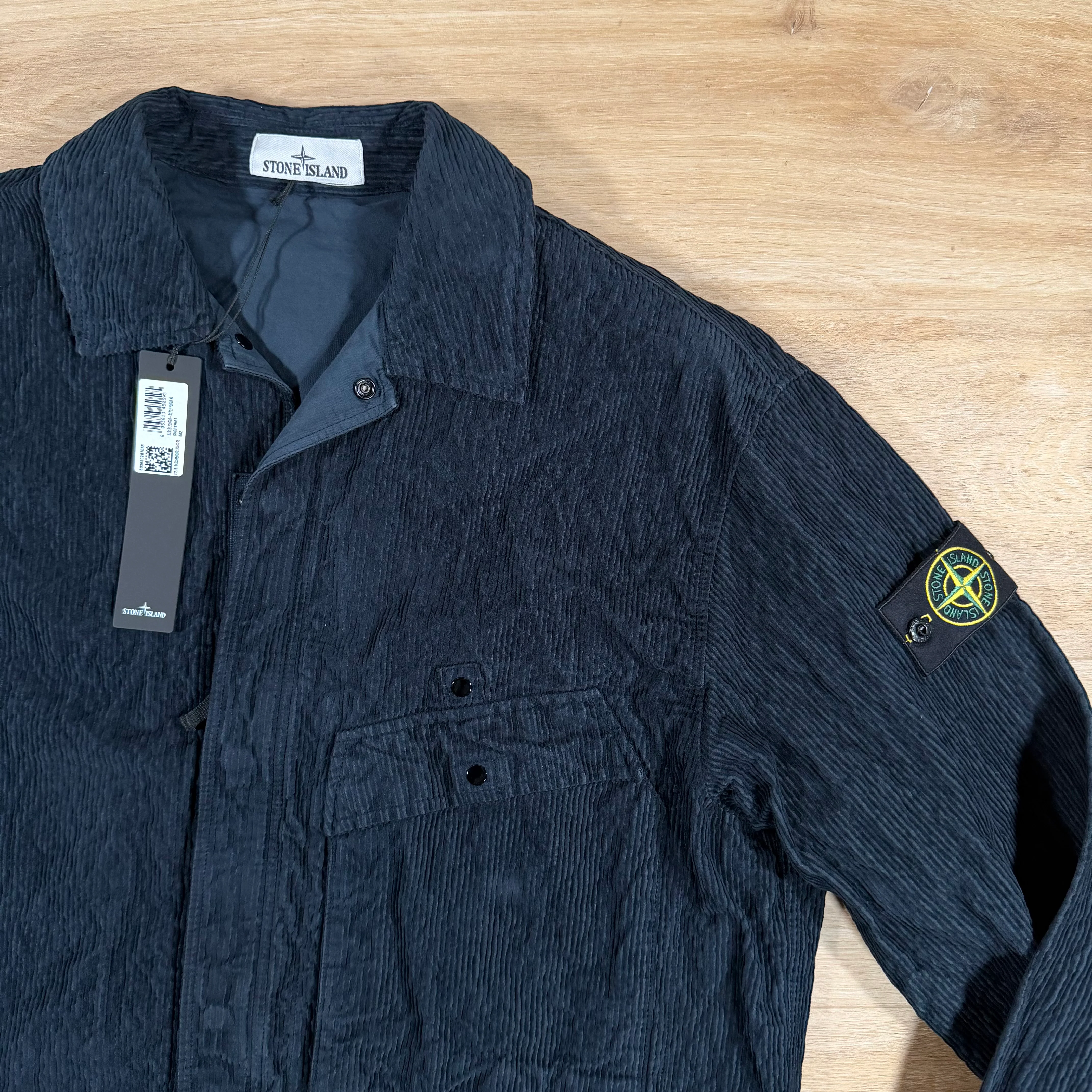 Stone Island Wrinkled Corduroy 500-TC Overshirt in Navy - Image 2